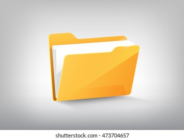 Yellow document file folder directory icon isolated on white grey, transparent vector