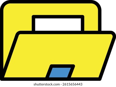 Yellow Document Folder with Paper Inserted