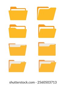 Yellow Document Folder Vector Icon set stock illustration