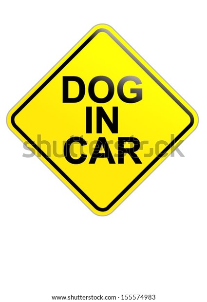 Yellow Dog in car\
sign