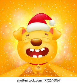 Yellow dog cartoon emoticon character making selfie. Vector illustration
