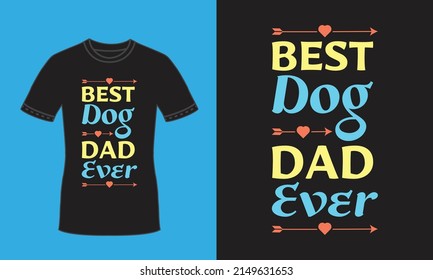 Yellow dog dad typography text quotes for fathers day t shirt premium vector