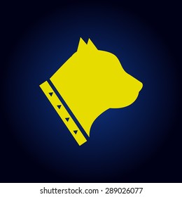 Yellow dog icon  on a blue background