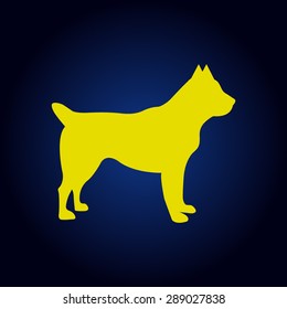 Yellow dog icon  on a blue background
