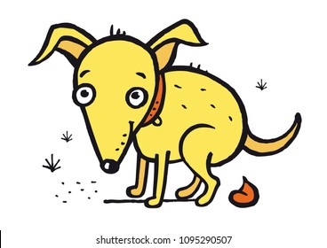 Yellow Dog shit sitting - vector illustration