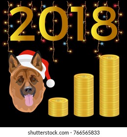 Yellow dog. Symbol of 2018 year on chinese calendar. Vector illustration