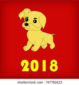 Yellow dog, symbol of the year 2018