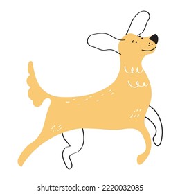 yellow dog walking mascot character