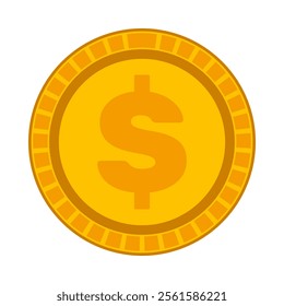 Yellow Dollar coin vector design, Gold coin illustration, Flat style infographic on white Background, Eonomy, Business and Finance graphic elements design, Editable stock