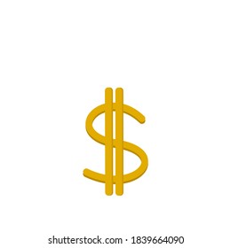 yellow dollar icon on a white background. vector illustration