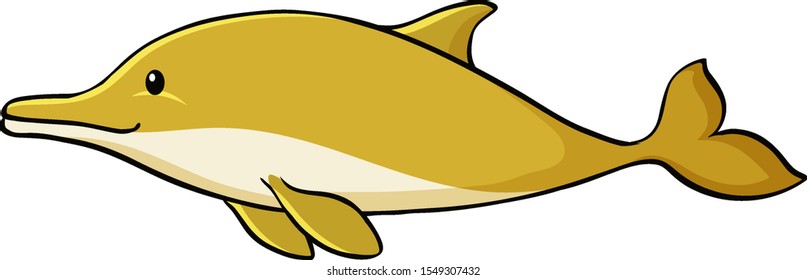 Gelber Delfin auf weißem Hintergrund, Vektorgrafik