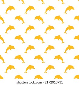 Yellow dolphins seamless pattern with white background.