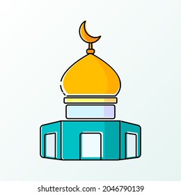 yellow dome mosque background vector image