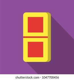 yellow domino icon on purple background with flat design style. square series. vector illustration. number two