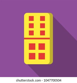 yellow domino icon on purple background with flat design style. square series. vector illustration. number ten