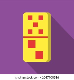 yellow domino icon on purple background with flat design style. square series. vector illustration. number seven