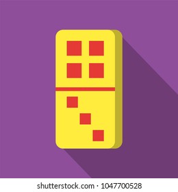 yellow domino icon on purple background with flat design style. square series. vector illustration. number seven