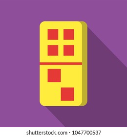 yellow domino icon on purple background with flat design style. square series. vector illustration. number six