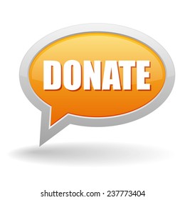 Yellow donate speech bubble on white background