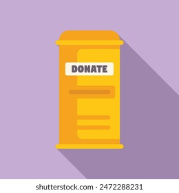 Caja de donación amarilla esperando sus contribuciones