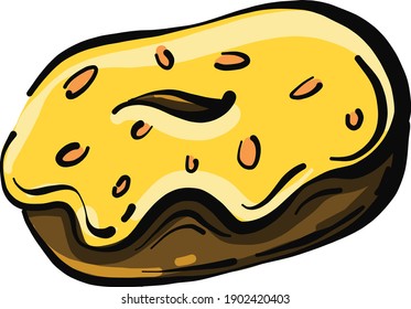 Yellow donut, illustration, vector on a white background.
