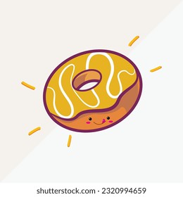 Yellow Donut With Kawaii Face Design