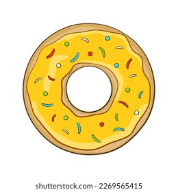 Donut amarillo. Ilustración vectorial. Aislado sobre fondo blanco