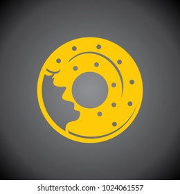 Yellow Donuts icon on black background.