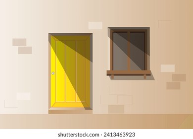 fondo de la ilustración de la puerta amarilla. fondo vectorial simple. Pasos 10