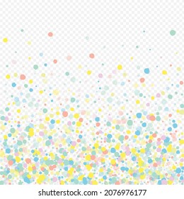 Yellow Dot Abstract Transparent Background. Top Rain Card. Carnival Splash Banner. Rainbow Polka Festival Backdrop.