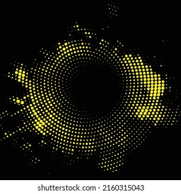 Yellow dot and black abstract background