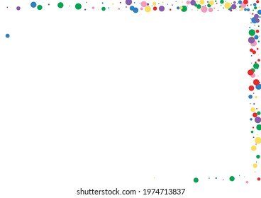 Yellow Dot Bold Background. Round Birthday Illustration. Orange Sparkle Confetti. Blue Anniversary Circle Texture.