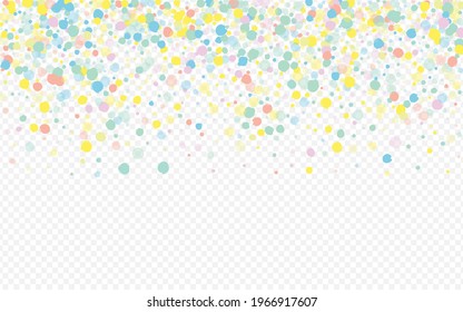 Yellow Dot Decoration Transparent Background. Celebration Polka Wallpaper. Festival Round Postcard. Color Dust Effect Illustration.
