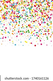 Yellow Dot Element Background. Round Color Texture. Red Festive Confetti. Carnaval Circle Illustration.