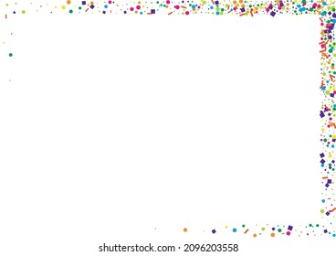 Yellow Dot Event Isolated. Flying Round Texture. Green Gift Confetti Background. Blue Colorful Geometric.