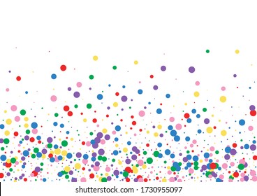 Yellow Dot Festival Illustration. Circle Sale Background. Red Random Round. Orange Pastel Confetti Texture.