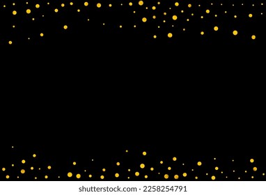 Color Amarillo Feliz Vector Fondo Negro. Papel tapiz de la secuencia de glamour. Tarjeta postal aislada del círculo dorado. Brilla Invitación Dorada.