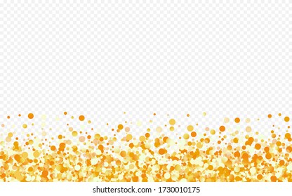 Yellow Dot Isolated Transparent Background. Abstract Sparkle Texture. Gold Dust Light Pattern. Splash Art Invitation.