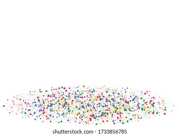Yellow Dot Template Background. Confetti Sparkle Texture. Multicolored Celebration Round Illustration.