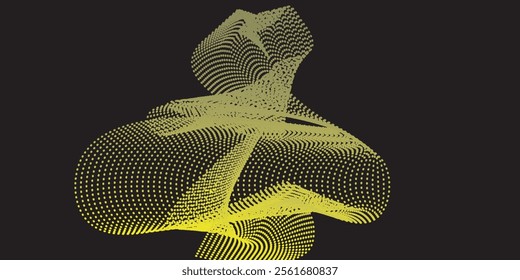 Yellow dot wave and black abstract background