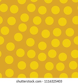 Yellow dots on an orange background. Randomly placed. Seamless vector pattern. Coordinate for my 'Thanksgiving leaves" collection.