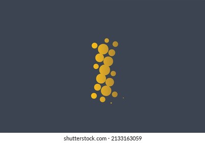 yellow dotted I alphabet letter logo icon design. Creative template for business and company with dots