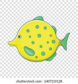 Yellow dotted fish icon. Cartoon illustration of yellow dotted fish vector icon for web