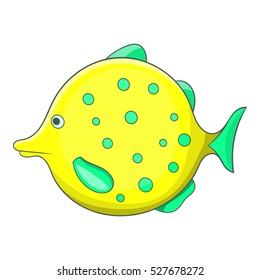 Yellow dotted fish icon. Cartoon illustration of yellow dotted fish vector icon for web