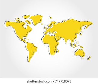 mapa del mundo con puntos amarillos, esquema del concepto abstracto moderno