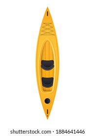 Yellow double kayak top view. For kayaking and rowing design. In a realistic style, Isolated. Vector.