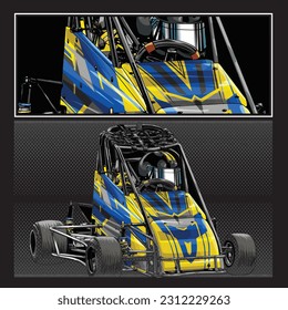 yellow drag race illustration isolated in black background for poster, t-shirt, graphic design, business element and card