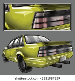 yellow drag race illustration isolated in black background for poster, t-shirt, graphic design, business element and card
