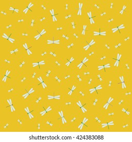 Yellow dragonfly pattern. Kids texture.
