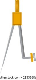 Kompass für gelbe Zeichnung, Illustration, Vektorgrafik auf weißem Hintergrund.